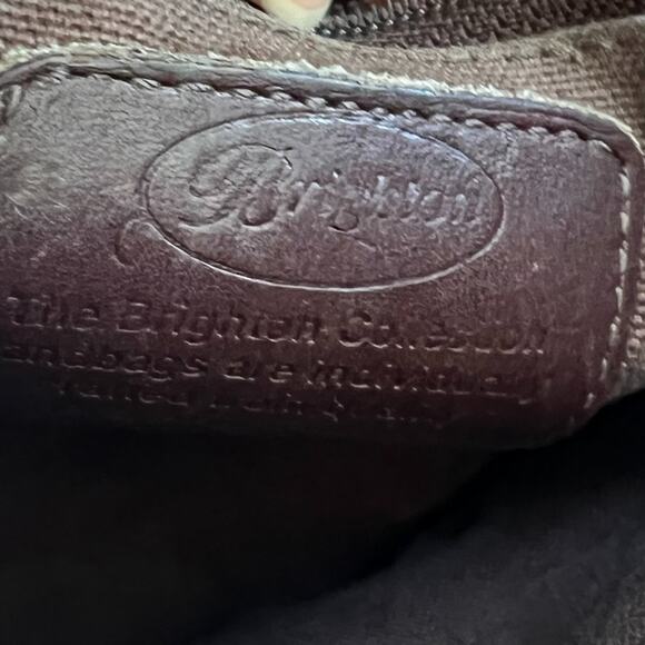 Brighton Crossbody Bag Woven Croc Embossed Brown Leather Metal Detail on Flap - Picture 10 of 16